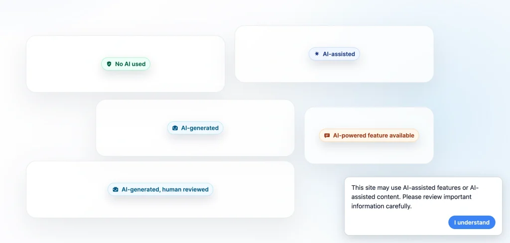 Default AI content badge styles and global banner on the WordPress frontend